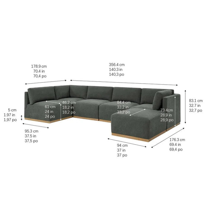 Henredon Murphy Fabric Modular Sectional with Ottoman, Gray - One & Only Furniture