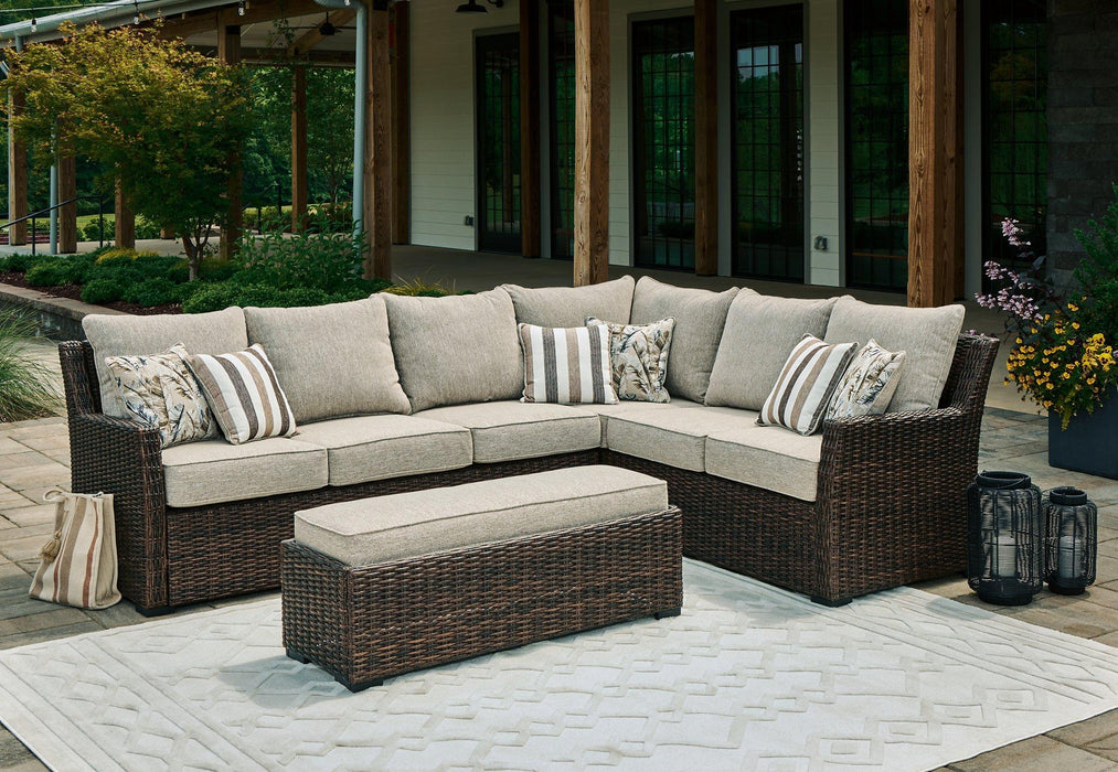 Brook Ranch Outdoor Sofa Sectional/Bench with Cushion (Set of 3) - One & Only Furniture