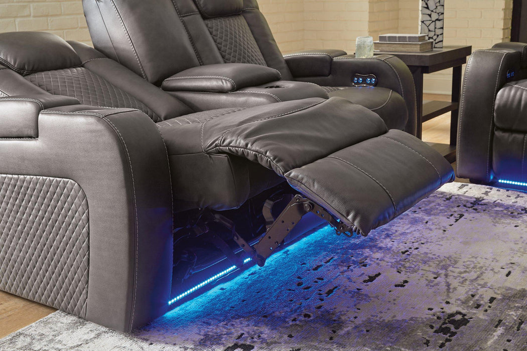 Fyne-Dyme Power Reclining Loveseat with Console - One & Only Furniture