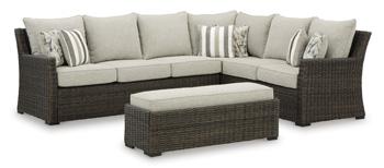 Brook Ranch Outdoor Sofa Sectional/Bench with Cushion (Set of 3) - One & Only Furniture