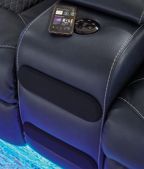 Fyne-Dyme Power Reclining Loveseat with Console - One & Only Furniture