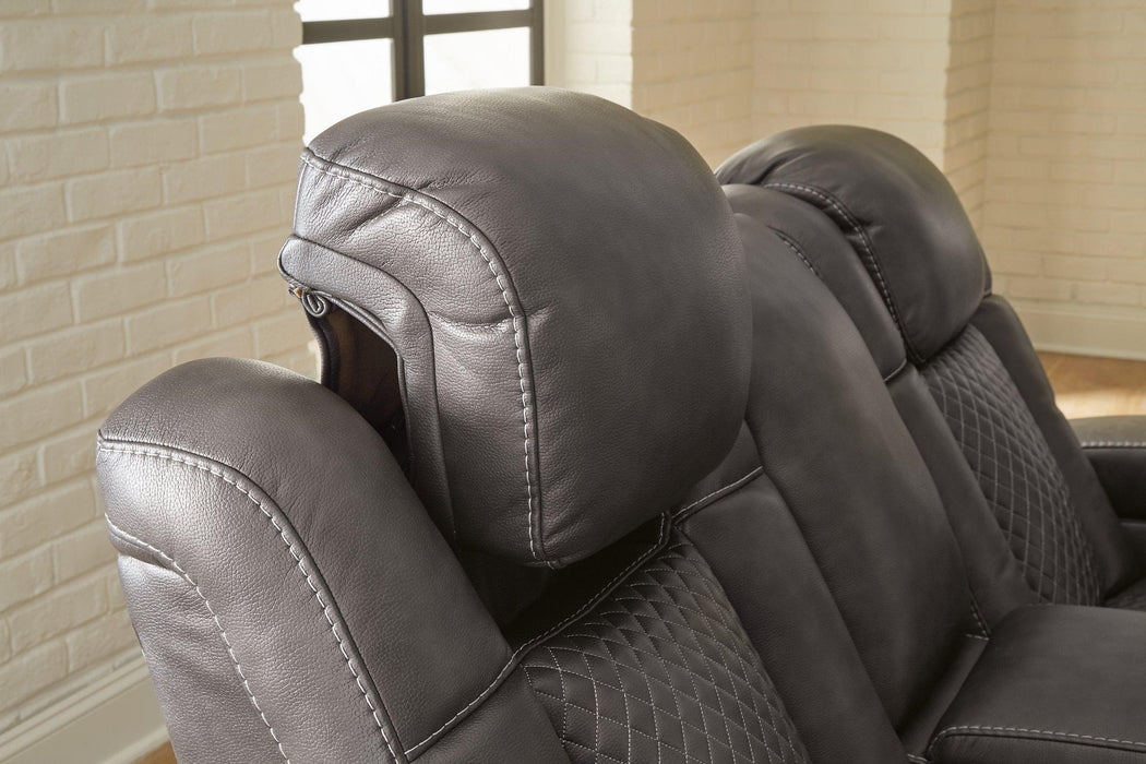 Fyne-Dyme Power Reclining Loveseat with Console - One & Only Furniture