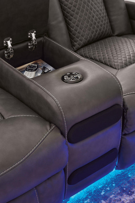 Fyne-Dyme Power Reclining Loveseat with Console - One & Only Furniture