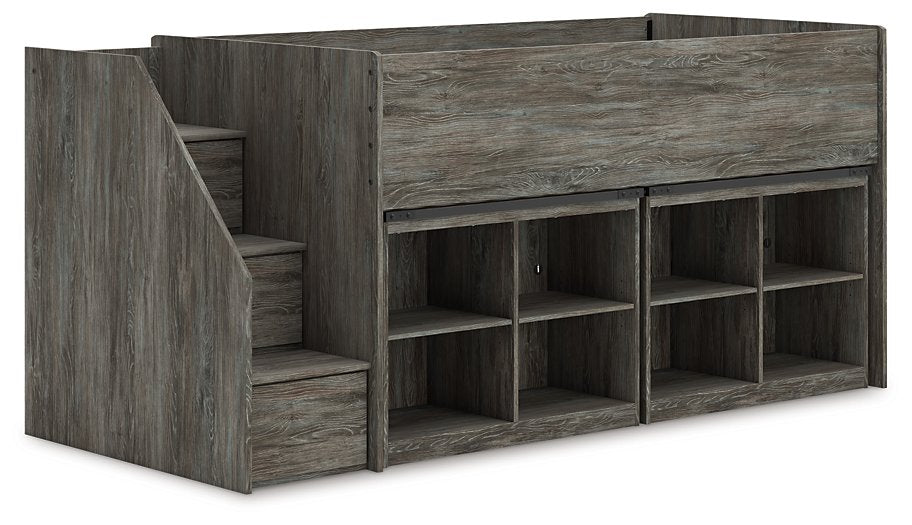 Frandern Loft Bed with Bookcase Storage - One & Only Furniture