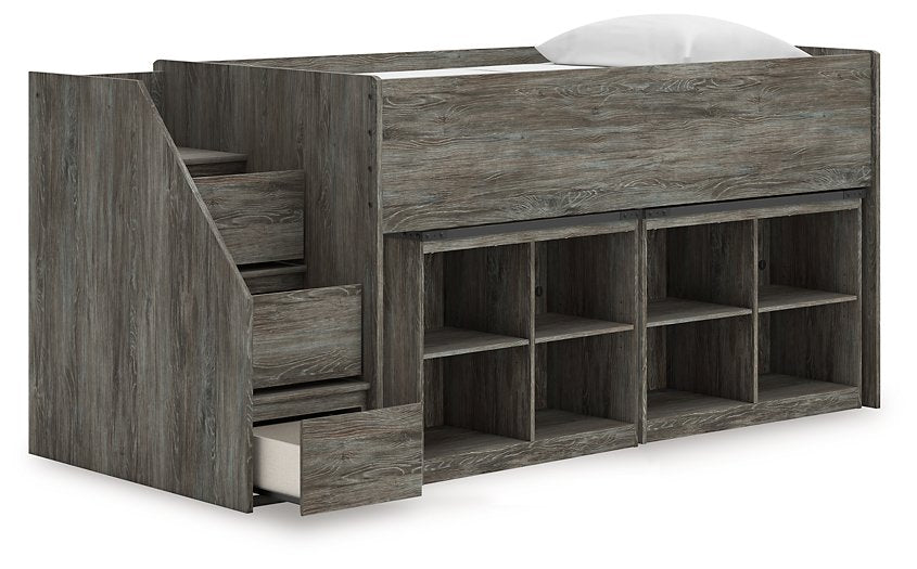 Frandern Loft Bed with Bookcase Storage - One & Only Furniture
