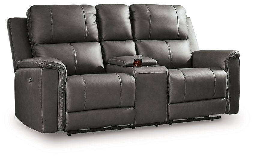 Bleckley Power Reclining Loveseat with Console - One & Only Furniture