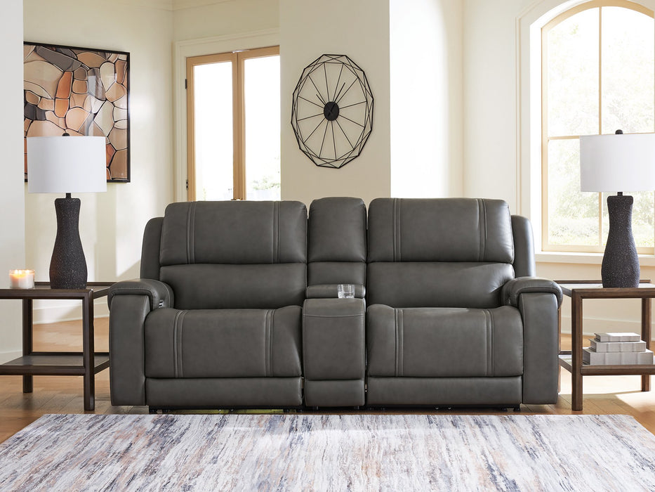 5Z - Pittson Power Reclining Sectional Loveseat with Console - One & Only Furniture