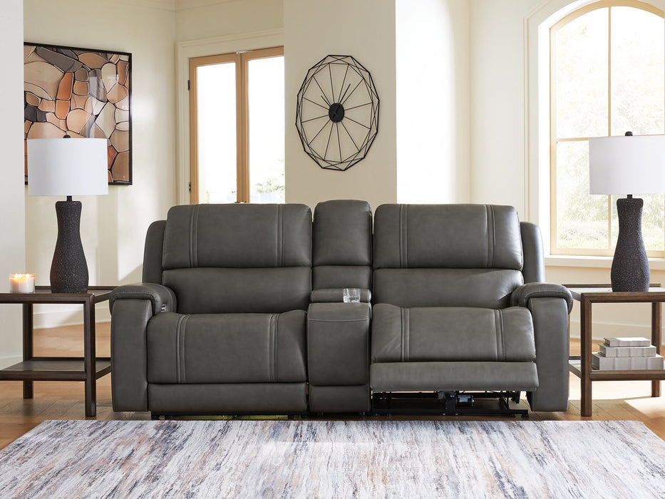 5Z - Pittson Power Reclining Sectional Loveseat with Console - One & Only Furniture